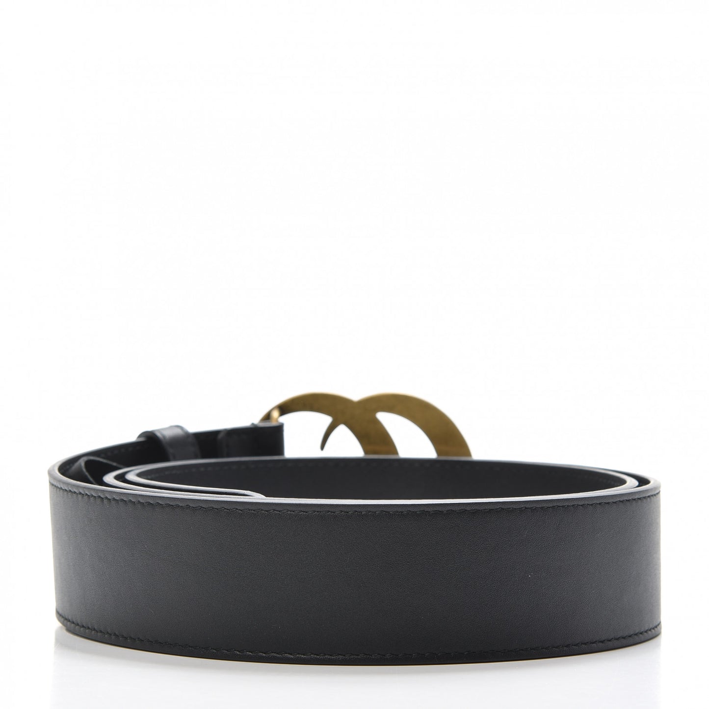 Moon Calfskin Pearl Double G 40mm Belt 110 44 Black Cream