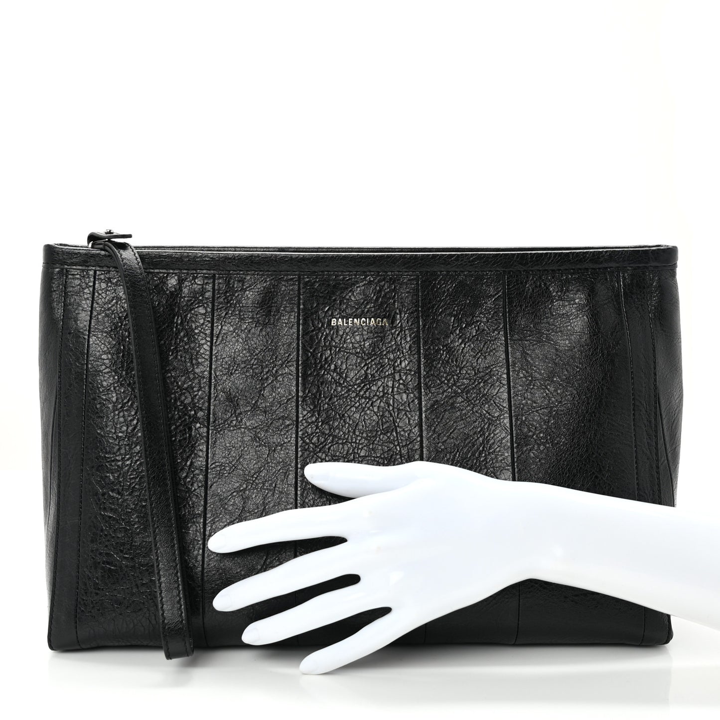 Agneau Arena Large Barbes Z Pouch with Handle Black