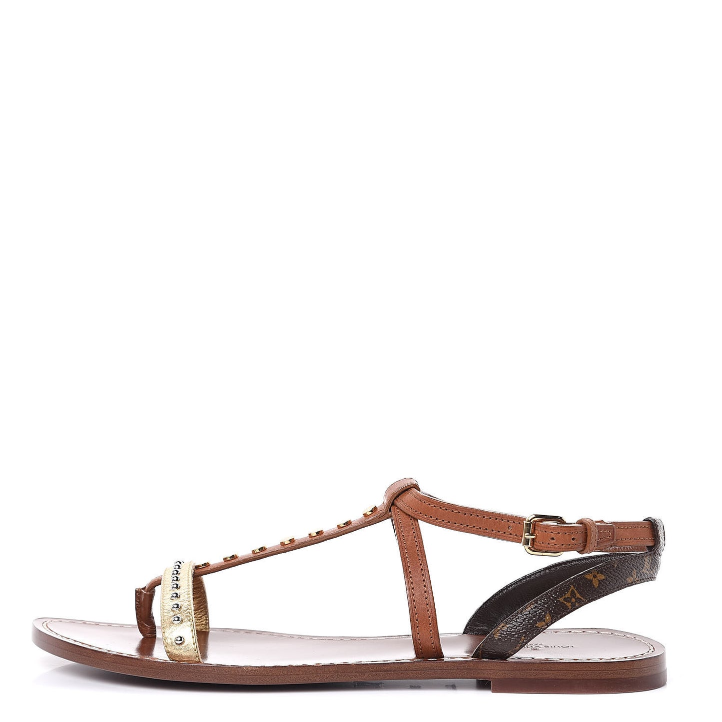Monogram Wayside Flat Sandals 39 Gold