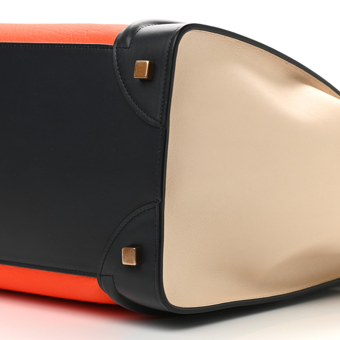 Elephant Calfskin Mini Tri-Color Luggage Bright Orange