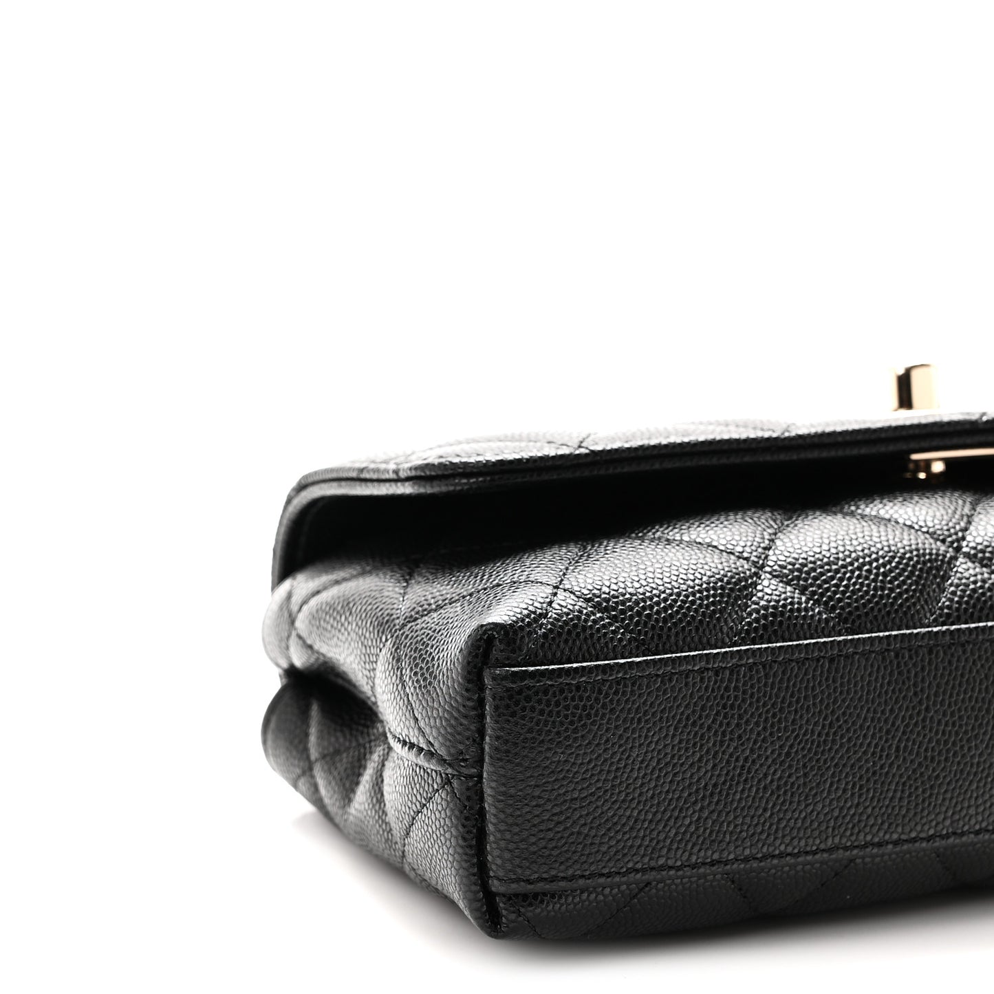 Caviar Quilted Coco Handle East West Clutch With Chain Black
