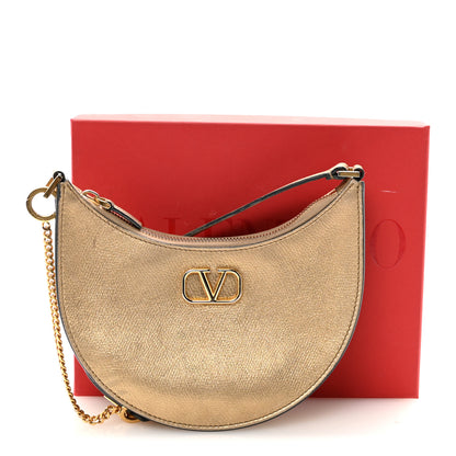 Valentino Garavani Metallic Grainy Calfskin Mini Vlogo Hobo Bag Gold 10 of 10