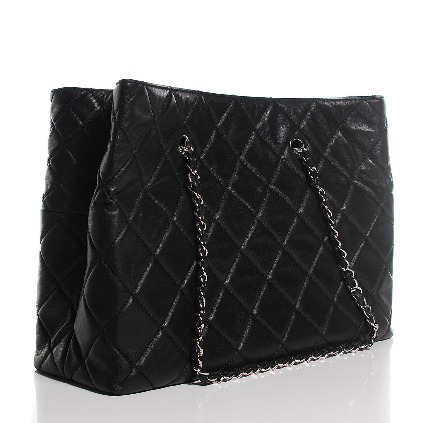 Calfskin Quilted Large In the Business Tote Black