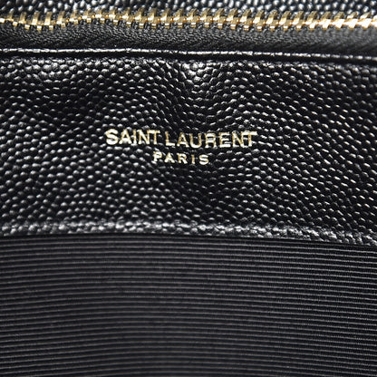 Saint Laurent Grain De Poudre Matelasse Chevron Monogram Shopping Bag Black 7 of 8