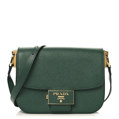 Prada Saffiano Lux Embleme Flap Shoulder Bag Mango 1 of 11