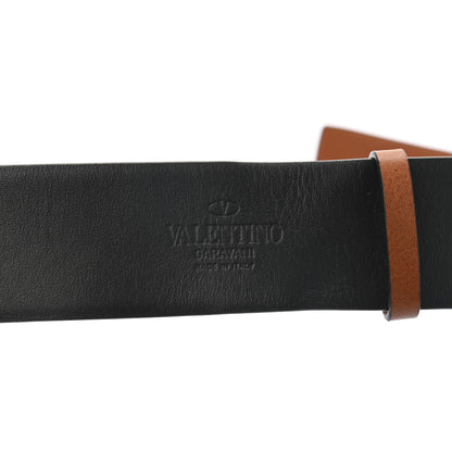 Valentino Garavani Glossy Calfskin VLogo Reversible 40mm Belt 80 32 Saddle Brown Black 5 of 7