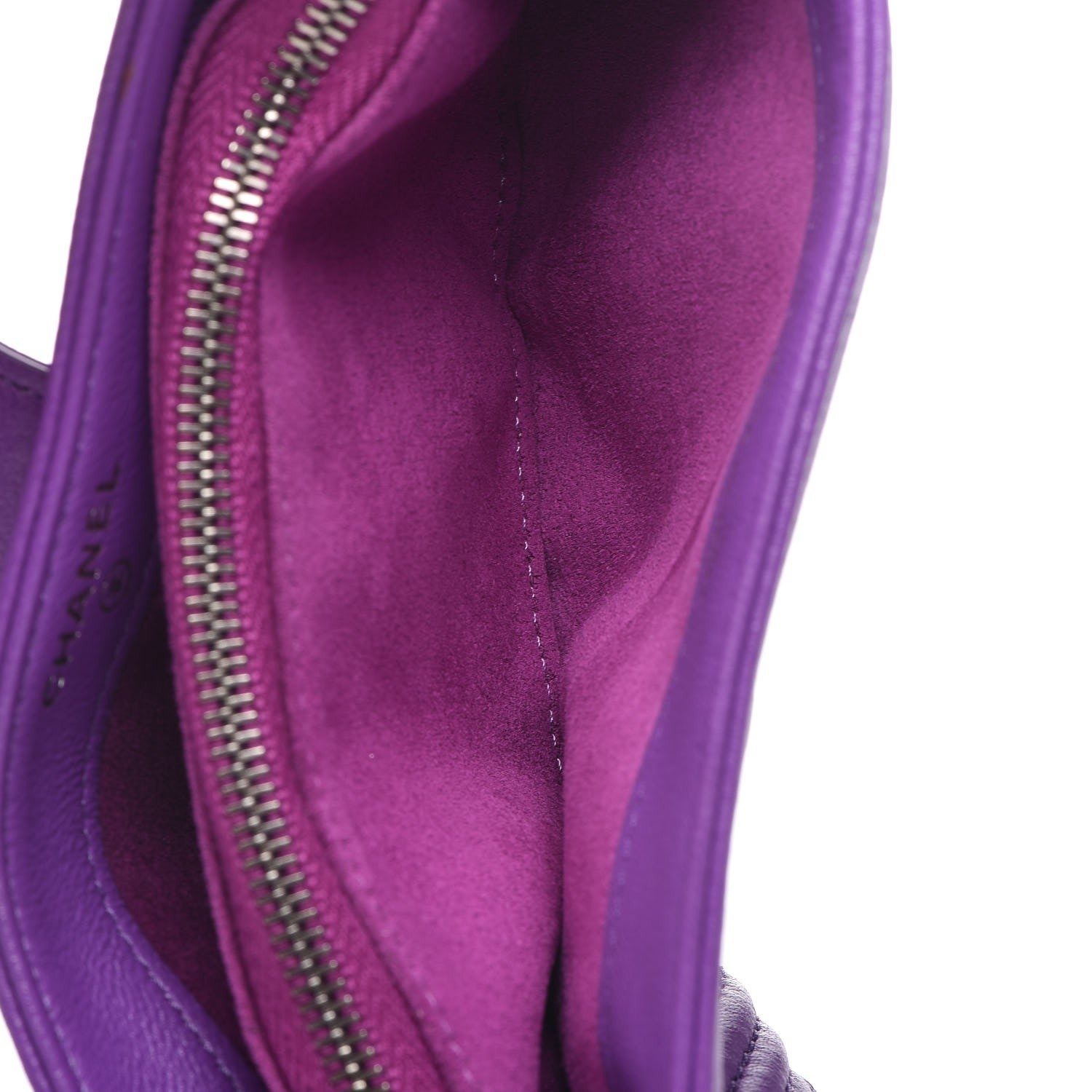Chanel Lambskin Quilted Mini Boy Phone Holder Clutch Purple 6 of 10
