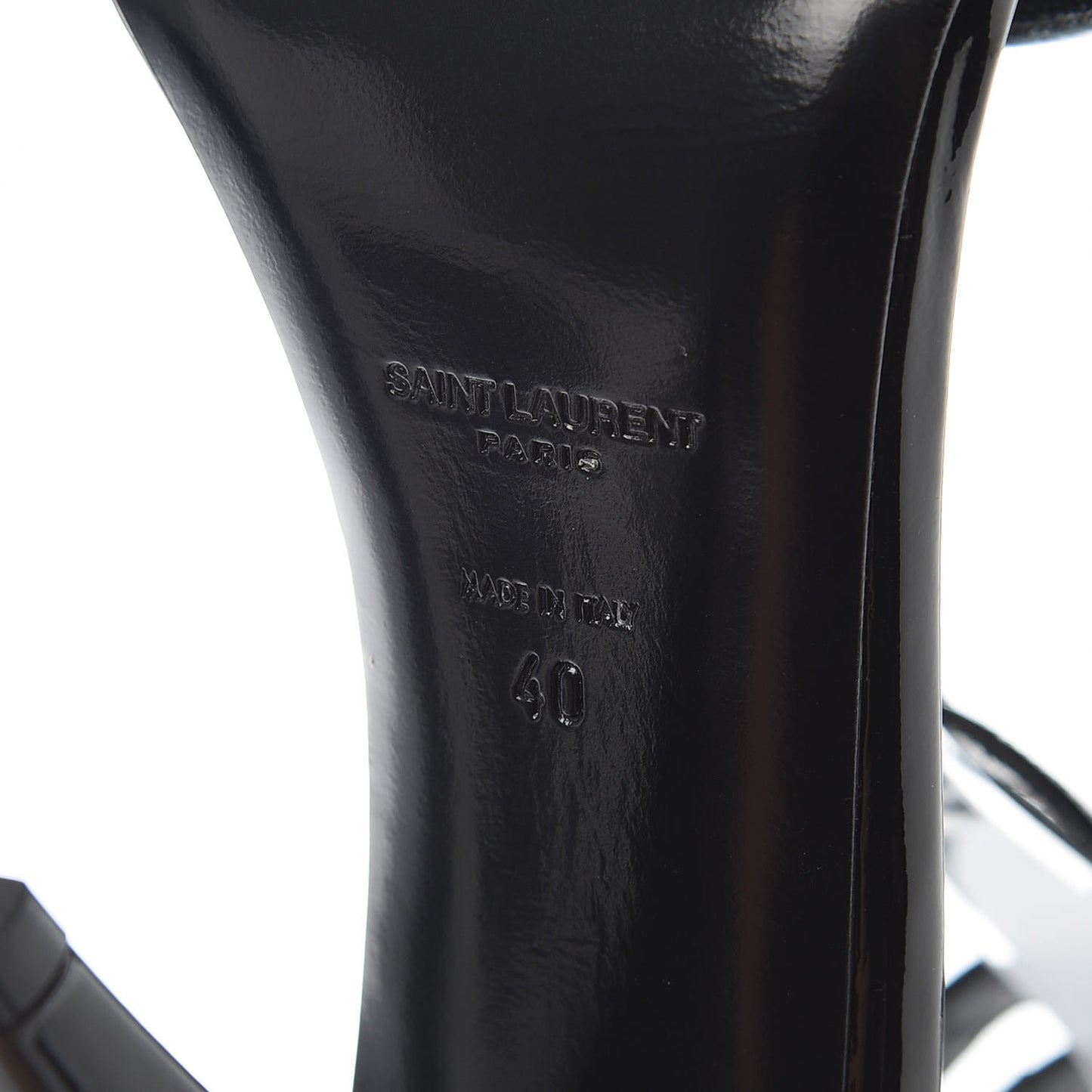 Patent Calfskin Fetish 105 Sandal Heels 40 Black