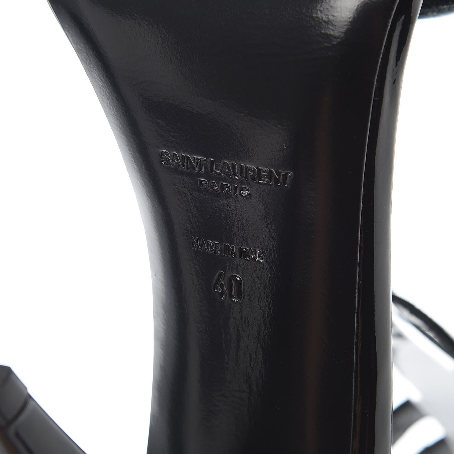 Saint Laurent Patent Calfskin Fetish 105 Sandal Heels 40 Black 5 of 11