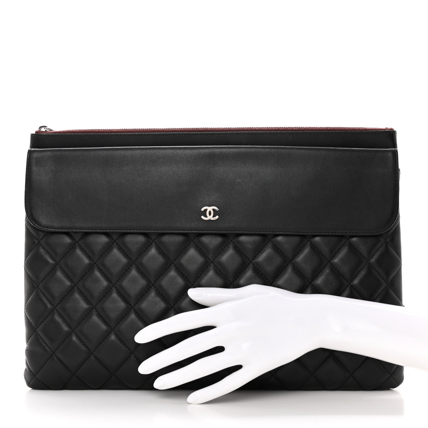 Chanel Lambskin Quilted Large Flap Cosmetic Case Black 2 of 20