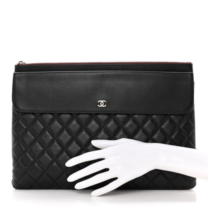 Chanel Lambskin Quilted Large Flap Cosmetic Case Black 2 of 20