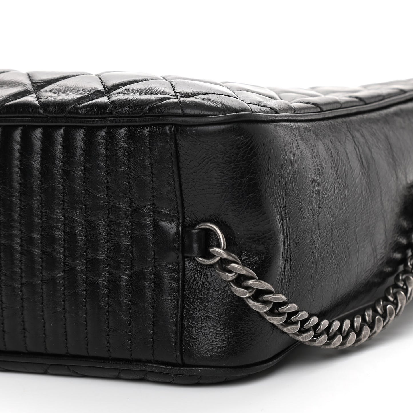 Glazed Calfskin Small Coco Boy Camera Case Black
