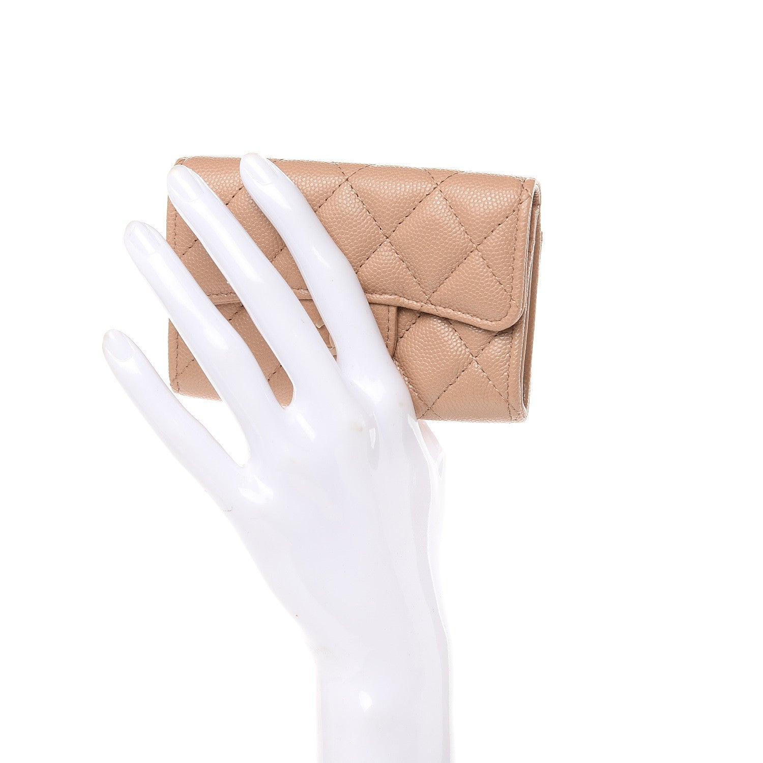 Chanel Caviar Quilted Flap Card Holder Wallet Beige 2 of 9