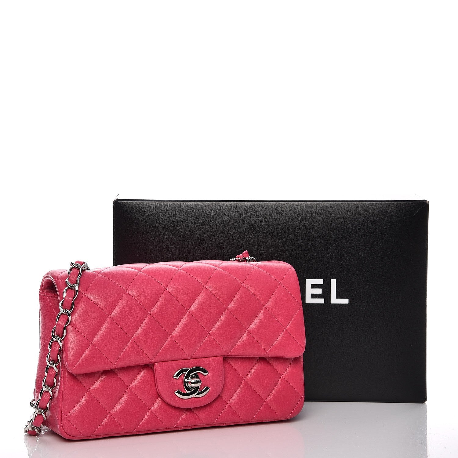 Chanel Lambskin Quilted Mini Rectangular Flap Fuchsia 11 of 11