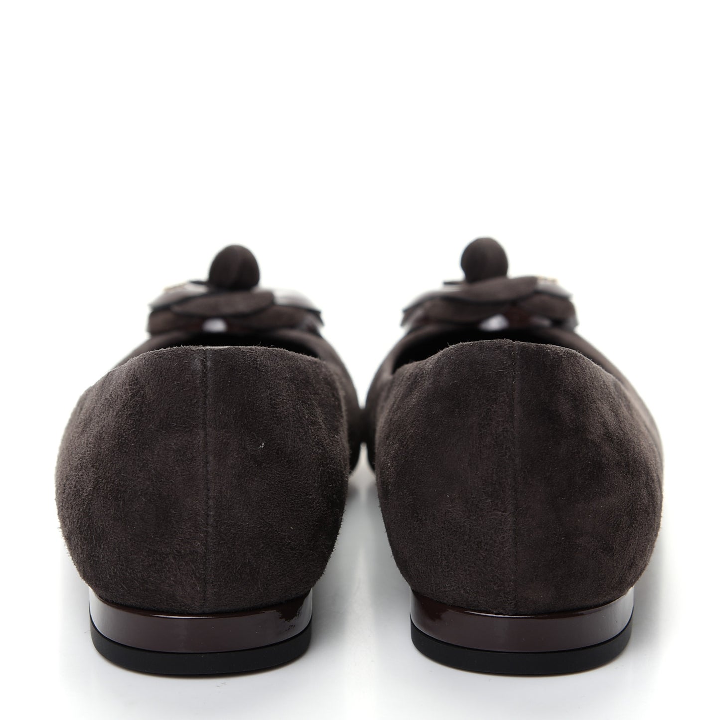 Suede Patent Camellia CC Ballerina Flat 36.5 Brown