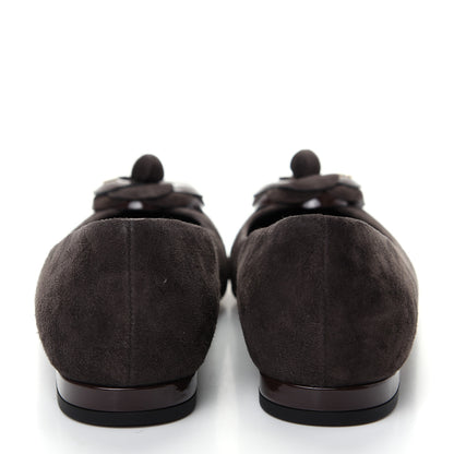 Chanel Suede Patent Camellia CC Ballerina Flat 36.5 Brown 7 of 11