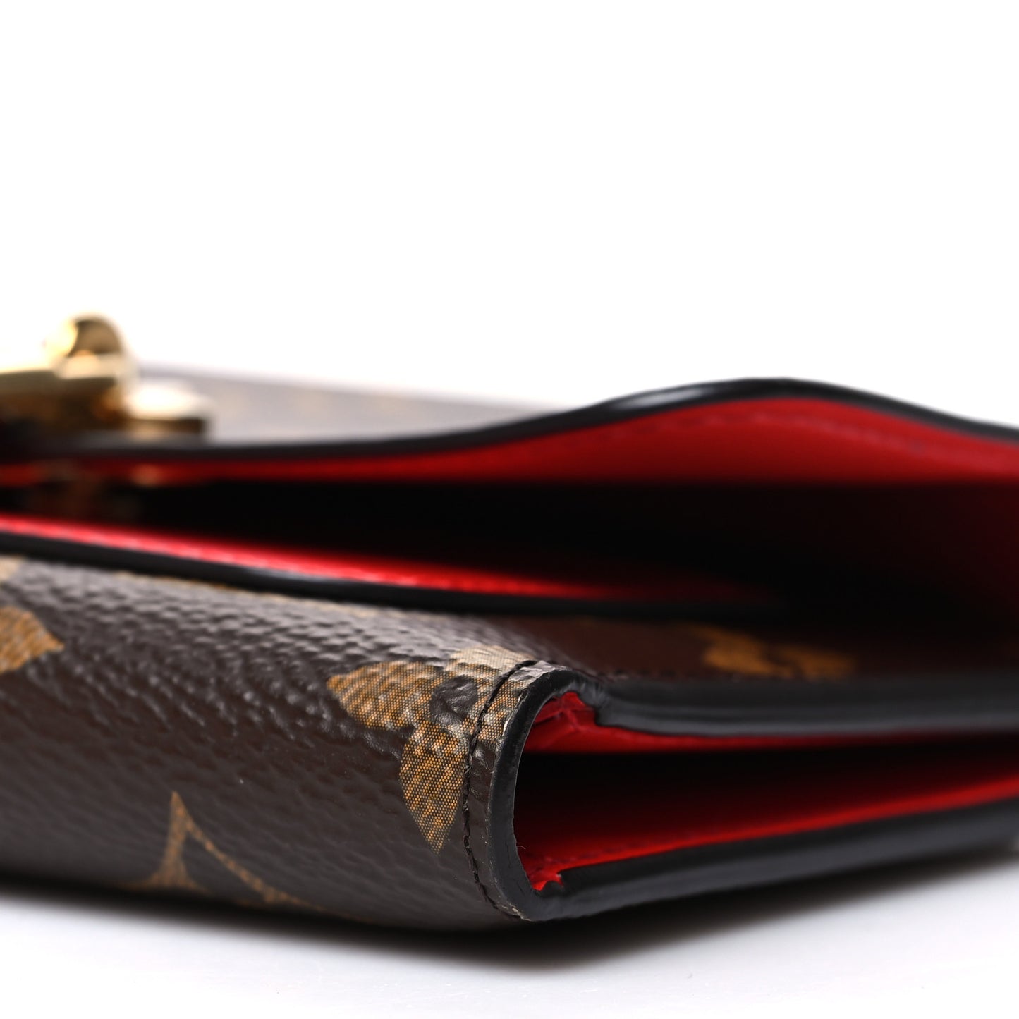 Monogram Flower Lock Compact Wallet Coquelicot