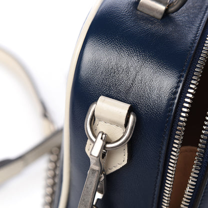 Gucci Vintage Effect Calfskin Matelasse Diagonal Small Torchon GG Marmont Bamboo Top Handle Shoulder Bag Blue Agata Mystic White 11 of 11