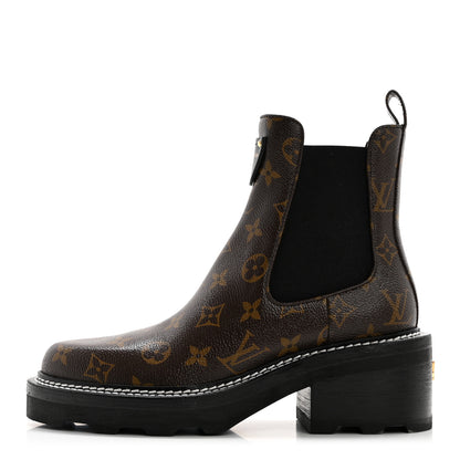 Louis Vuitton Patent Monogram LV Beaubourg Ankle Boots 39 Black 1 of 9