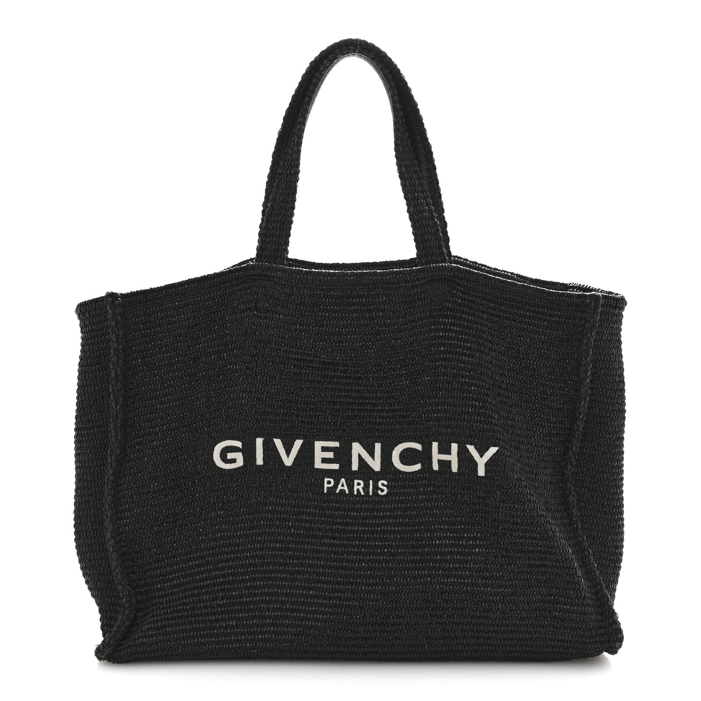 Raffia Large G Shopping Tote Black