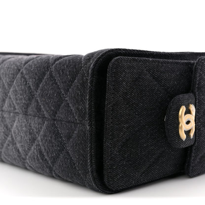 Chanel Washed Denim Quilted Mini Chanel 25 Handbag Black 10 of 11