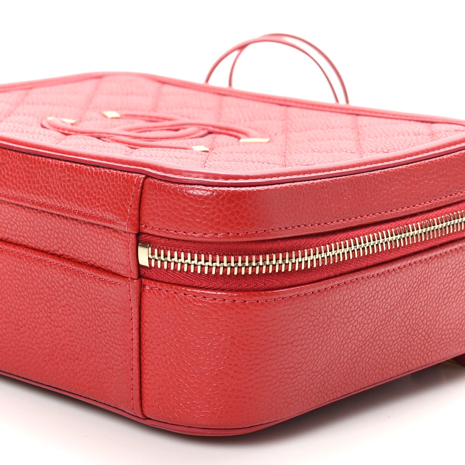 Chanel Caviar Quilted Medium CC Filigree Vanity Case Dark Red 10 of 11