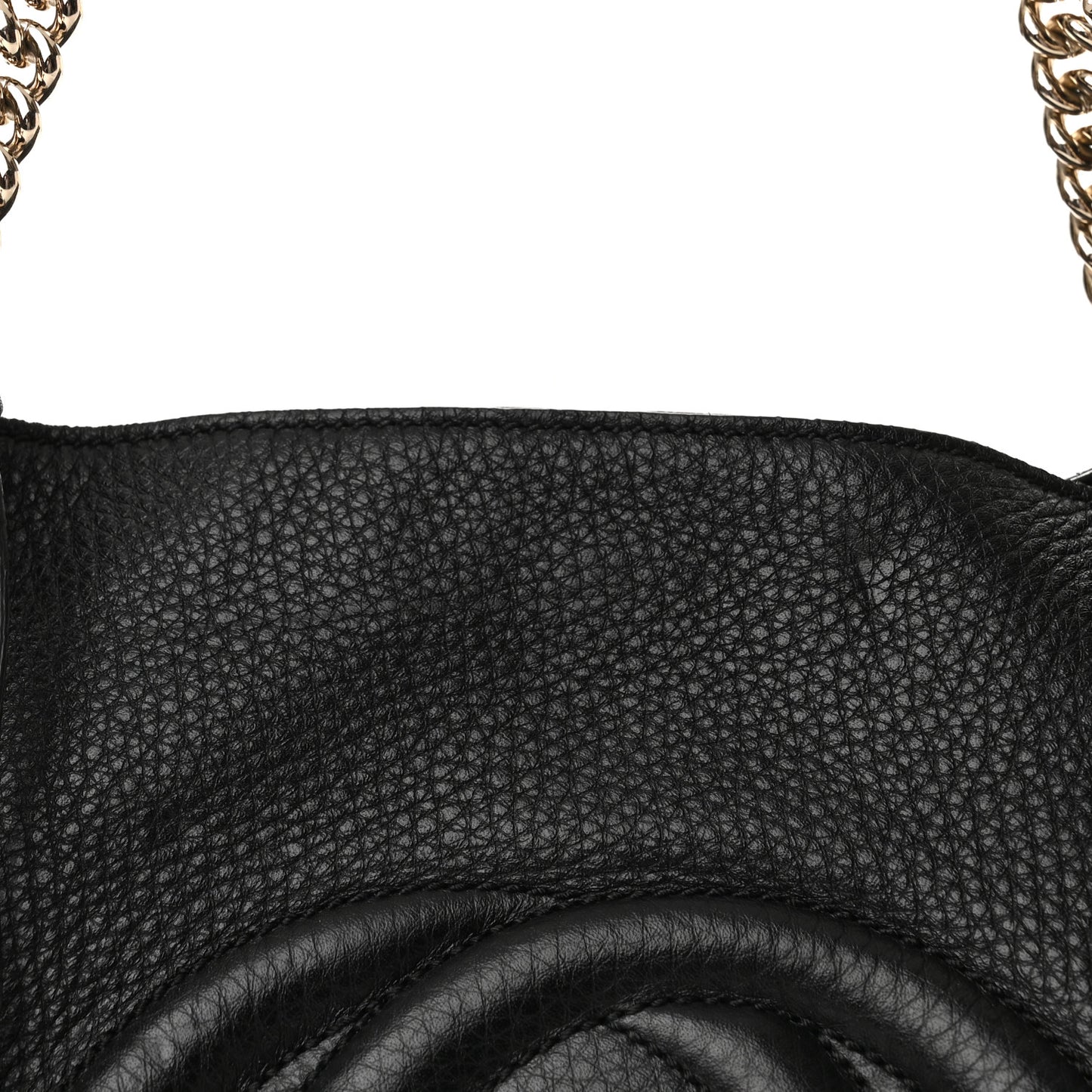 Pebbled Calfskin Large Soho Chain Shoulder Bag Black
