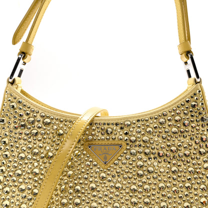 Prada Satin Crystal Cleo Adjustable Strap Shoulder Bag Ananas 6 of 9