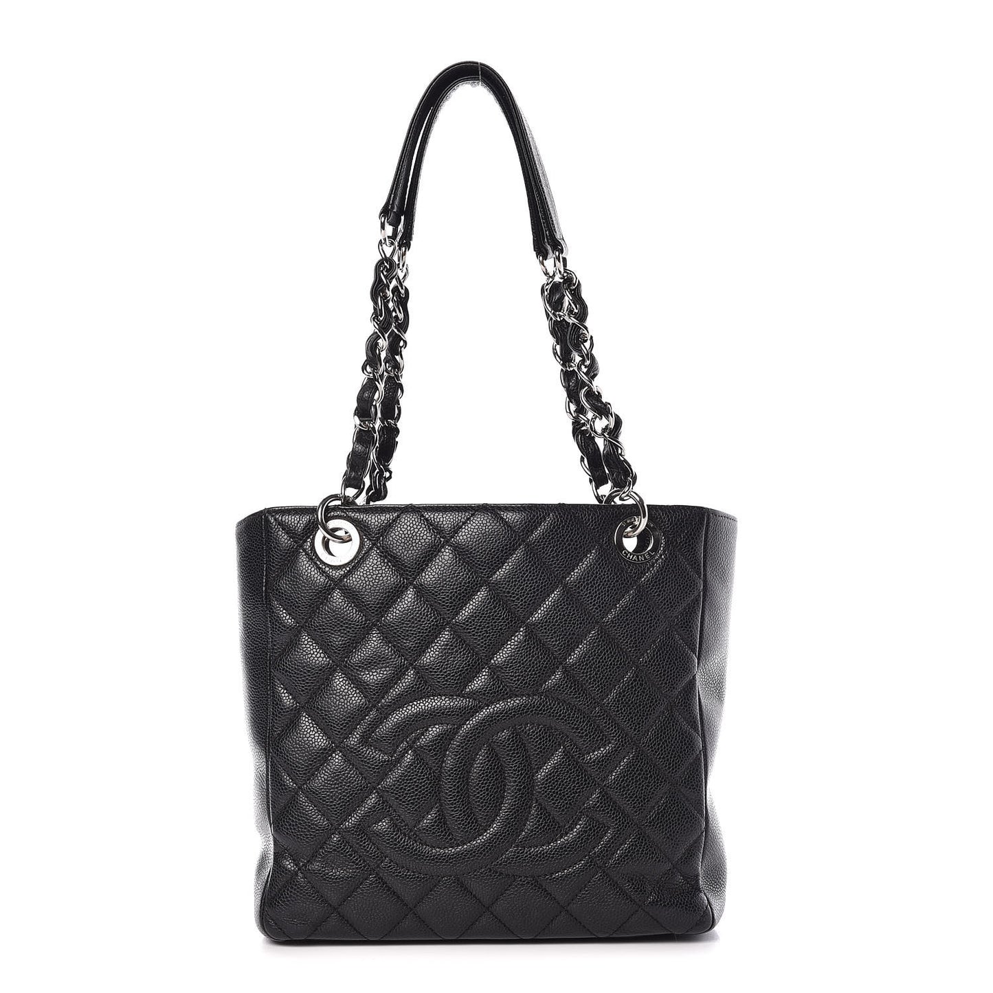 Caviar Quilted Petit Shopping Tote PST Black