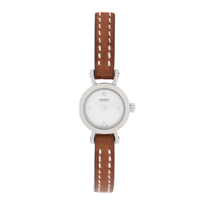 Hermes 18K White Gold Barenia Diamond 16mm Faubourg Quartz Watch Fauve 1 of 5