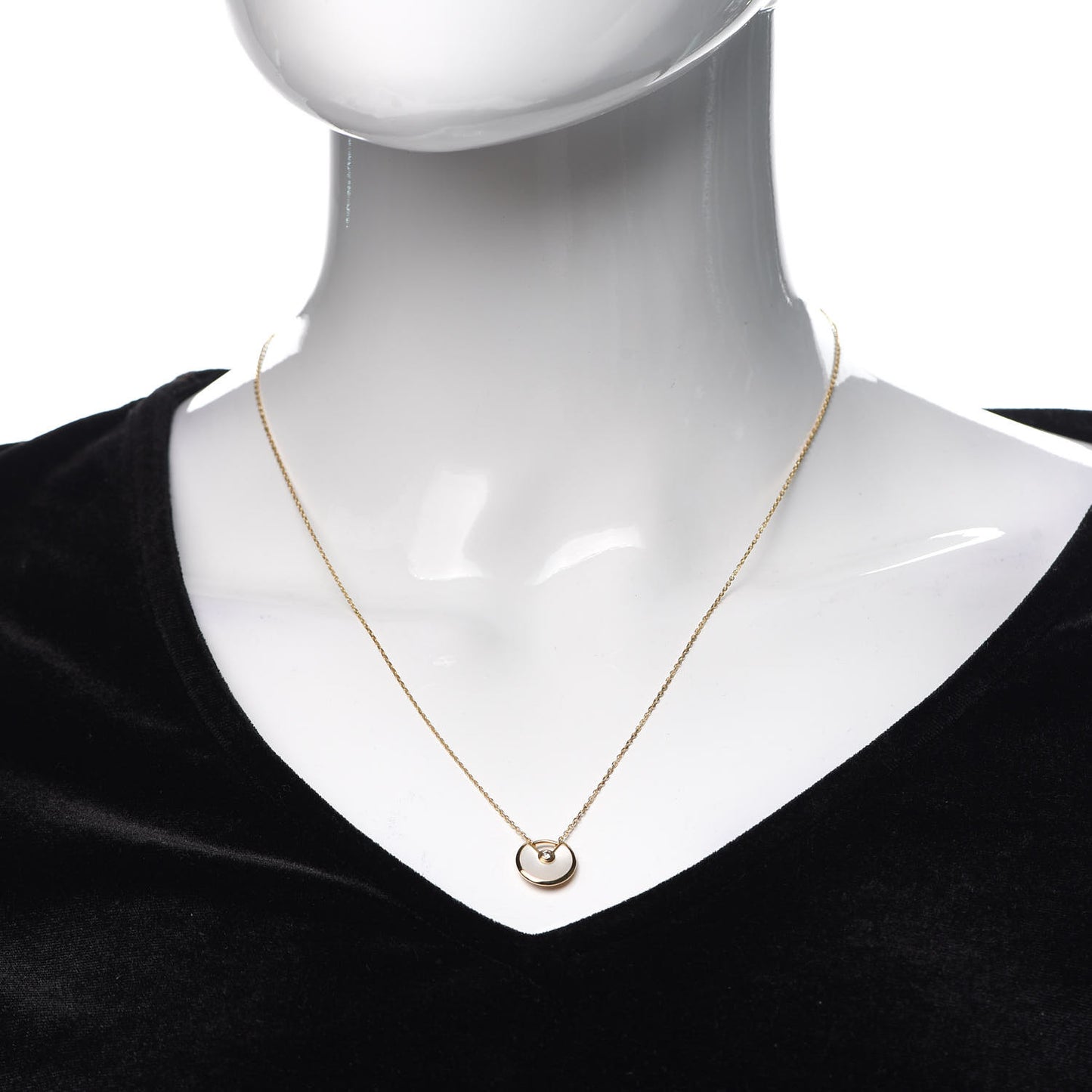 18K Yellow Gold Diamond Mother of Pearl XS Amulette de Cartier Pendant Necklace