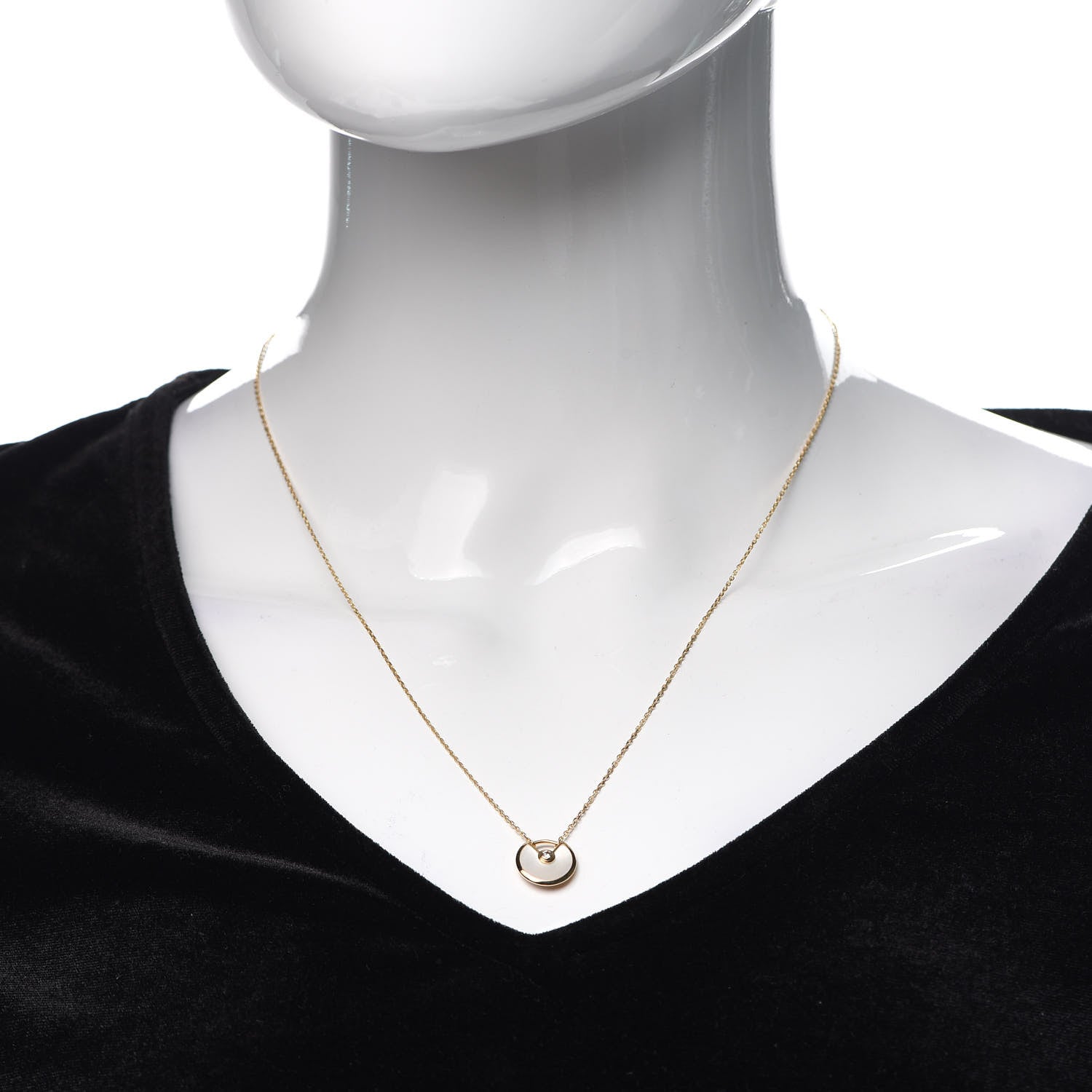 Cartier 18K Yellow Gold Diamond Mother of Pearl XS Amulette de Cartier Pendant Necklace 2 of 6