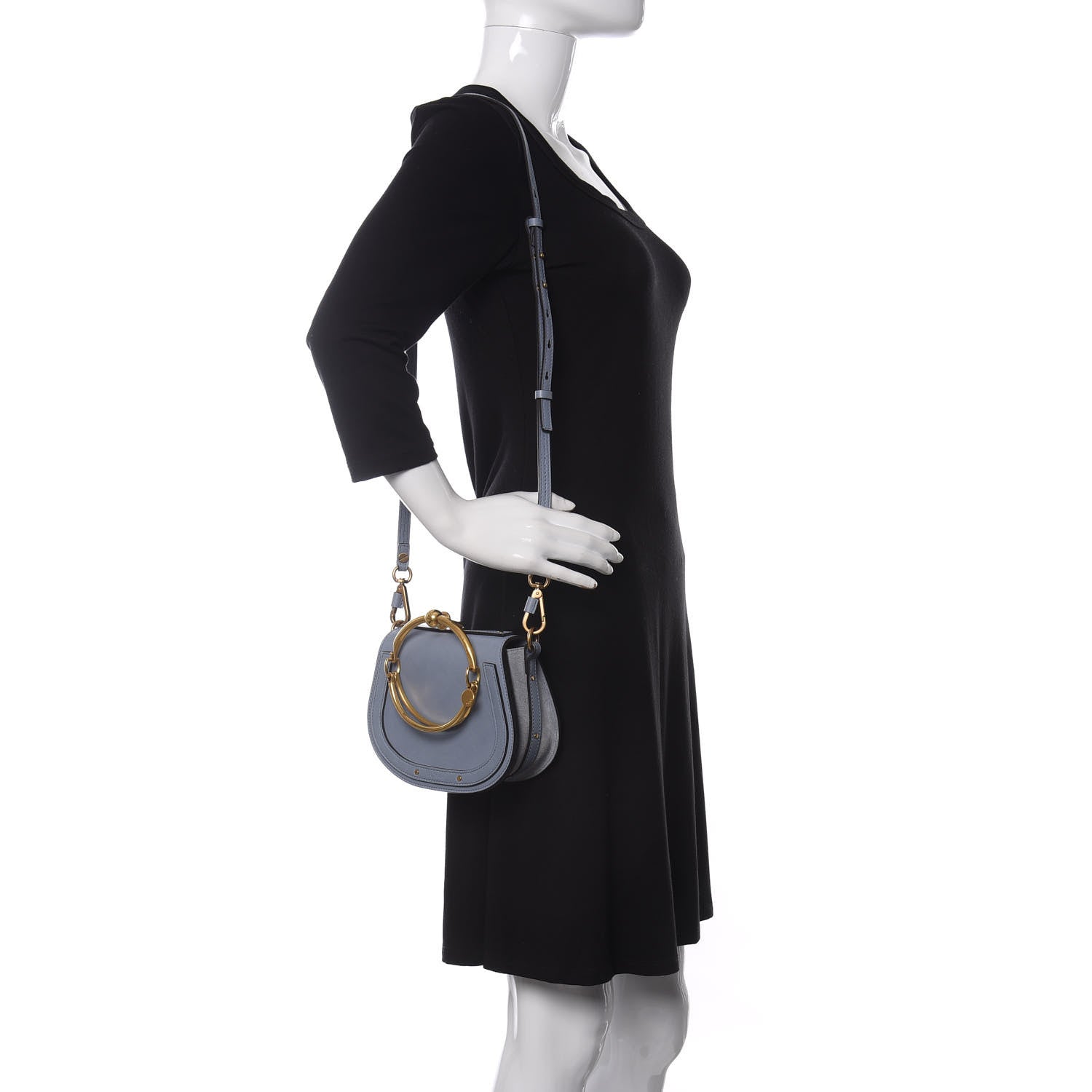 Chloe Calfskin Suede Small Nile Bracelet Bag Cloudy Blue 2 of 11