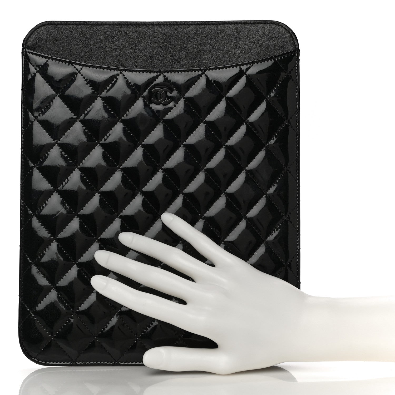 Chanel Patent Quilted iPad Case Black 2 of 12