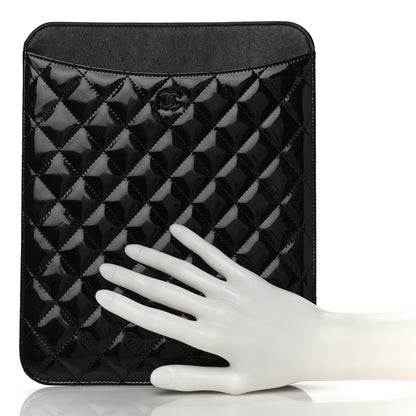 Chanel Patent Quilted iPad Case Black 2 of 12