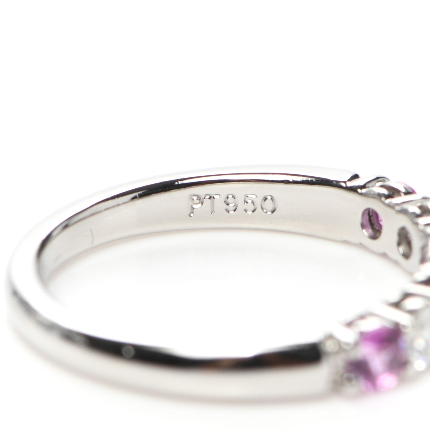Platinum Diamond Pink Sapphire 3mm Embrace Half Circle Ring 51 5.75