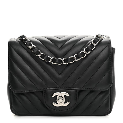 Chanel Lambskin Chevron Quilted Mini Square Flap Black 1 of 9