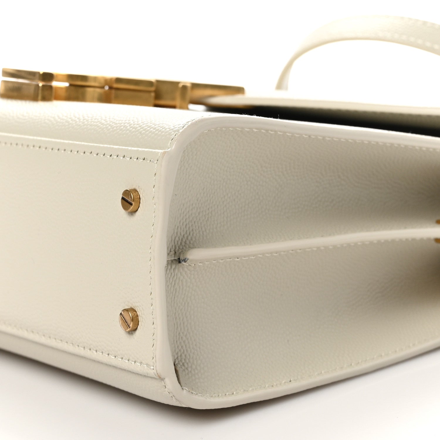 Saint Laurent Grain de Poudre Mini Classic Monogram Cassandra Top Handle Vintage White 10 of 10