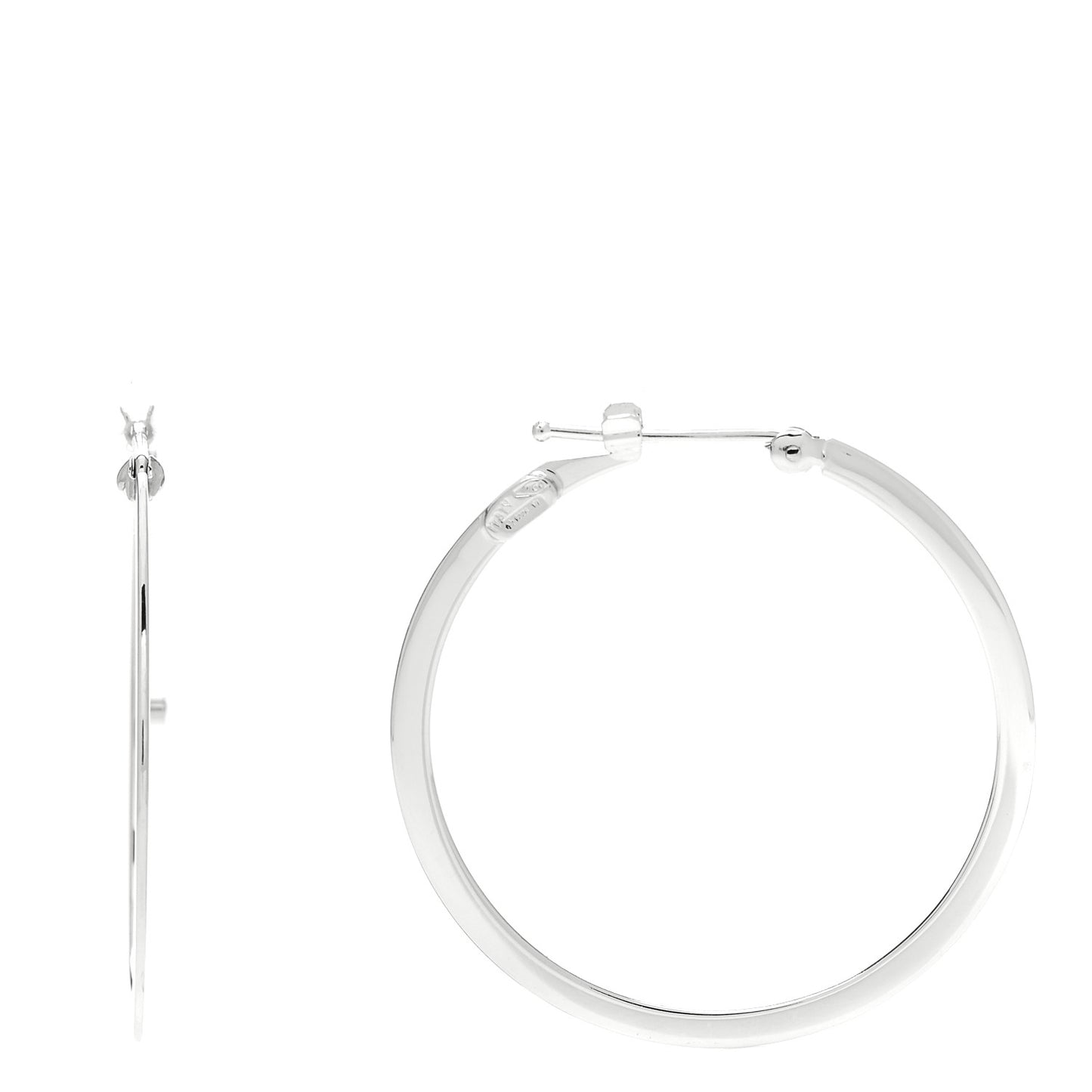 18K White Gold Flat Hoop Earrings