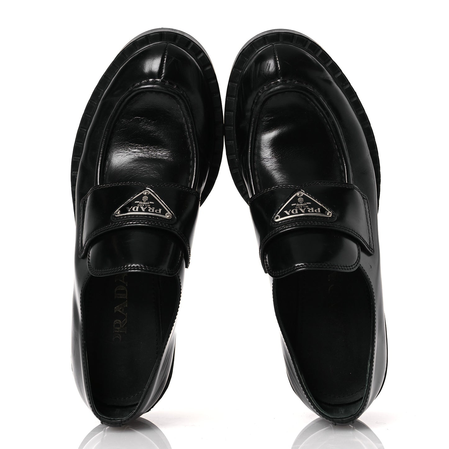 Spazzolato Metal Triangle Logo 50mm Loafers 38 Black