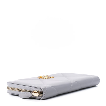 Chanel Lambskin Quilted Chanel 19 Long Zipped Around Wallet Grey 4 of 12