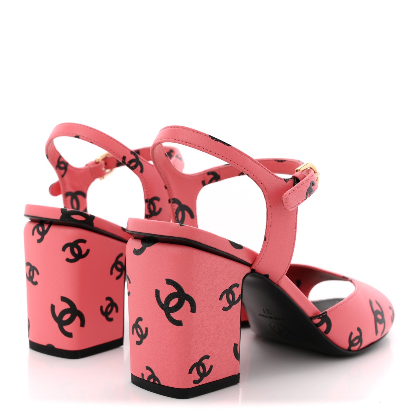 Printed Lambskin Coco Beach Sandals 37 Pink Black