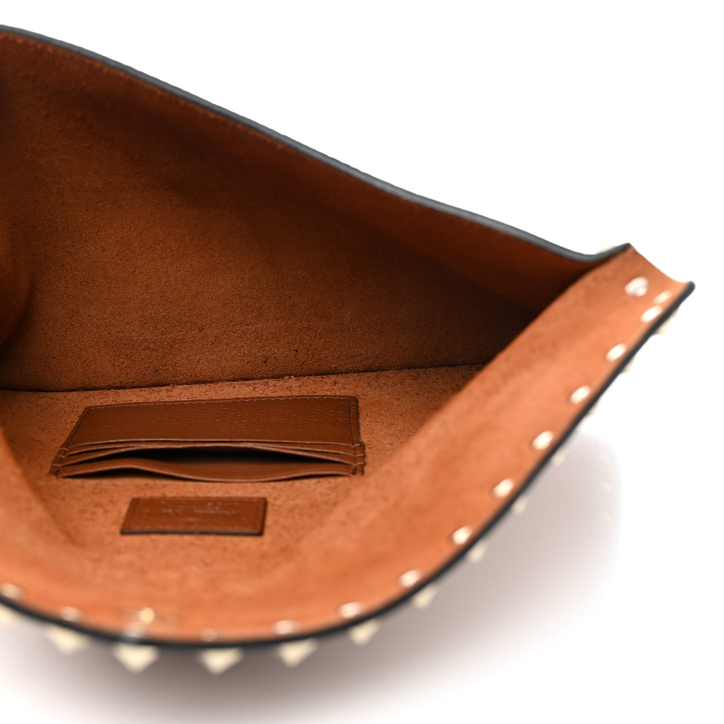 Pebbled Calfskin Large Rockstud Envelope Clutch Light Cuir