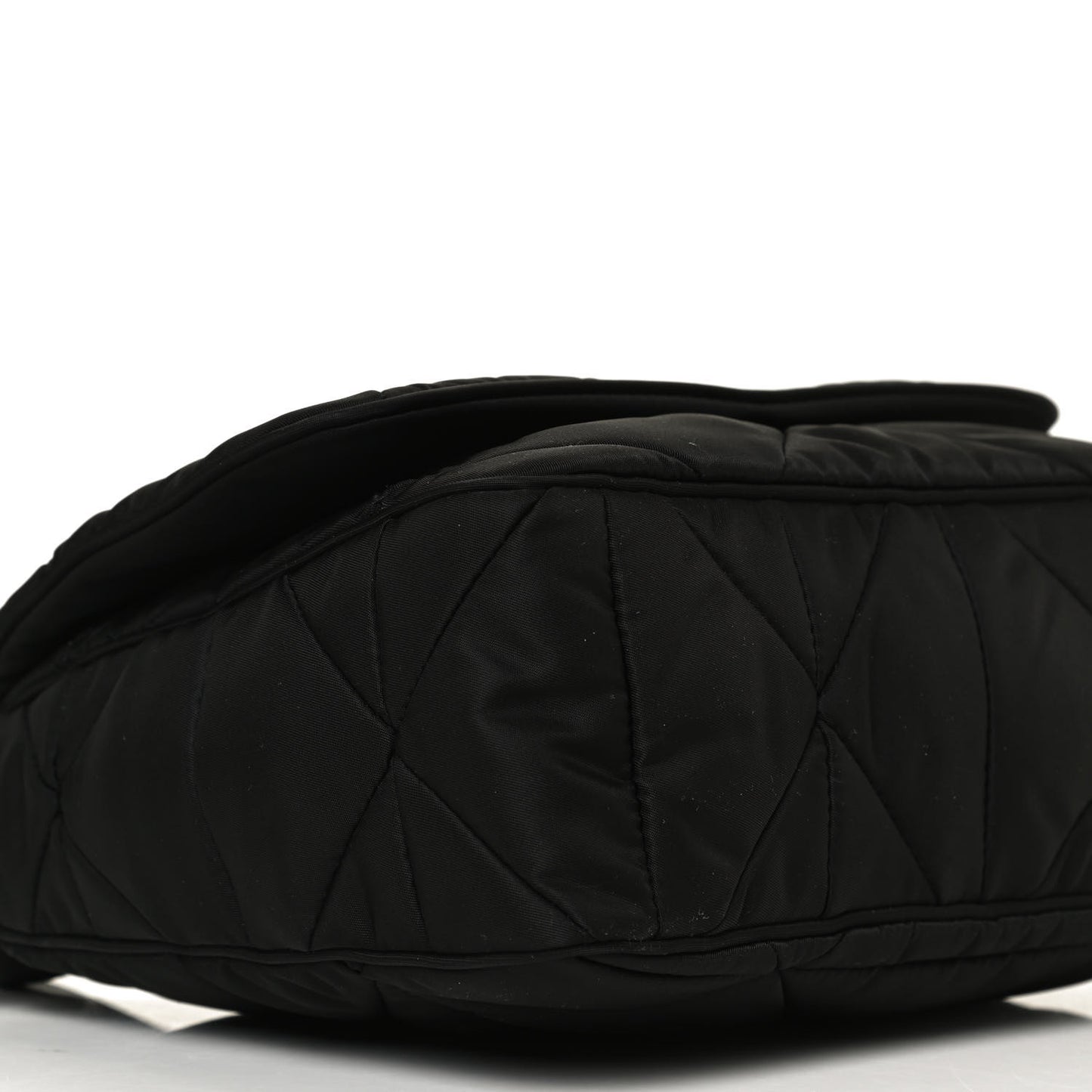 Re-Nylon Quilted Padded Flap Shoulder Bag Black