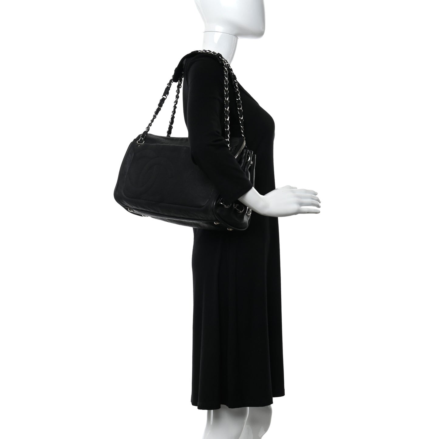 Caviar Diagonal Ligne Tote Black