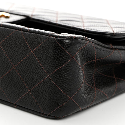 Chanel Caviar Quilted Medium Double Flap Dark Brown 10 of 11