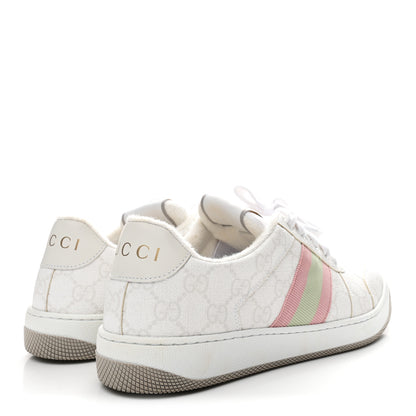 Gucci GG Monogram Web Screener Sneakers 38 White Grey Pink 5 of 9