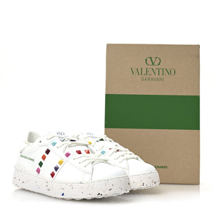 Valentino Garavani Vegan Leather Womens Rockstud Open for a Change Sneakers 37.5 White Multicolor 9 of 9