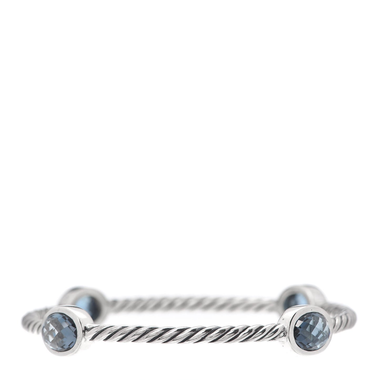 Sterling Silver Blue Topaz 3mm Color Classics Four Station Bangle Bracelet