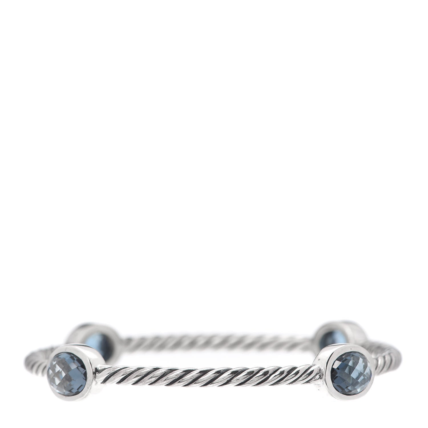 David Yurman Sterling Silver Blue Topaz 3mm Color Classics Four Station Bangle Bracelet 3 of 4